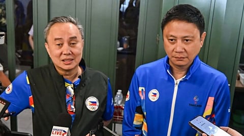 PSC chairperson Patrick Gregorio (right) and POC president Abraham ‘Bambol’ Tolentino express confidence with the Philippines’ gold medal output in the 2026 Asian Games in Japan.