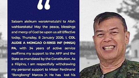 THE controversial post of relieved Army Colonel Audie Mongao.