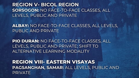 Class suspension on 15 January due to Tropical Depression Ada