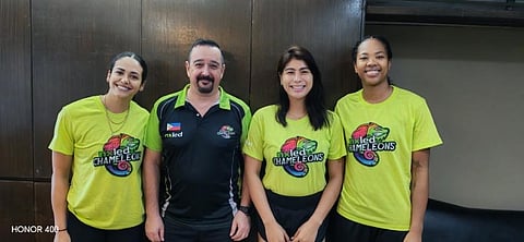 BROOKE Van Sickle (left), Myla Pablo (second from right) and MJ Phillips (right) will join forces with Italian tactician Ettore Guidetti in helping Nxled win its first Premier Volleyball League All-Filipino title.