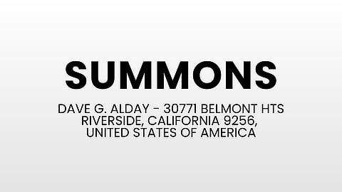Summons - Dave G. Alday