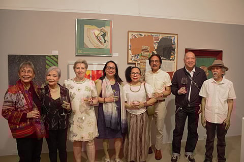 FEATURED notable artists at Duemila’s 50th include Agnes Arellano, Phyllis Zaballero, Julie Lluch, Nestor Vinluan, Charlie Co and Raul Lebajo with Silvana Ancellotti-Diaz and (fourth from left) curator Angel Velasco Shaw.