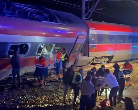 A high-speed train from Malaga derailed and crashed into an oncoming Madrid-Huelva service near Adamuz, Cordoba province.