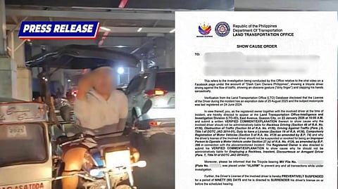 LTO suspends license of ‘disrespectful’ trike driver