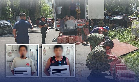 Personnel from the 1401st RMFC, Parang Municipal Police Station, and the Bureau of Customs intercept a white Isuzu wing van loaded with P3,920,725.76 worth of smuggled cigarettes during a checkpoint in Barangay Pinantao, Parang, Maguindanao del Norte.