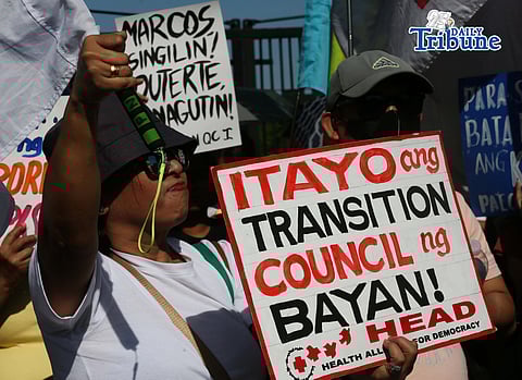 (January 22 2026) Various militant group stage a protest at House of Representatives in Quezon City on Thursday January 22 2026, in support of the impeachment complaint file against President Ferdinand Marcos Jr. to hold  accountable for the widespread corruption. Photo/Analy Labor

