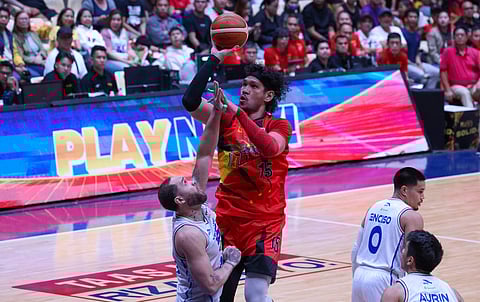 June Mar Fajardo finishes with a double-double in San Miguel Beer's 111-92 win over TNT in Game 2 to tie the PBA Season 50 Philippine Cup finals series, 1-1.