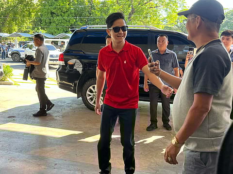 Ilocos Norte First district representative Sandro Marcos arrives at the Laoag City Centennial Arena. 