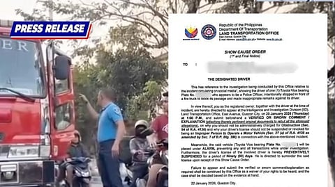 LTO summons alleged police officer over fire truck obstruction