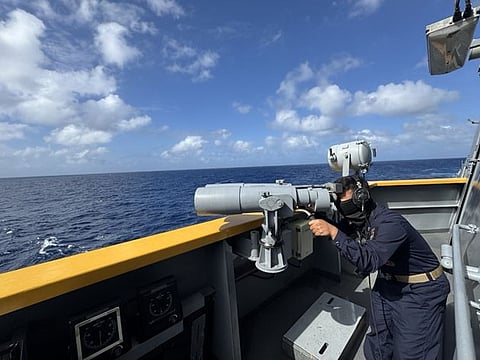 Duty lookouts aboard BRP Jose Rizal (FF150) maintain steadfast vigilance at sea while conducting detection, identification and tracking in connection with SAR mission for MV Devon Bay, which capsized near Bajo de Masinloc. (Photo courtesy from Philippine Navy)