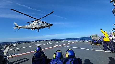 Philippine Navy's AW109 helicopter conduct aerial maneuver