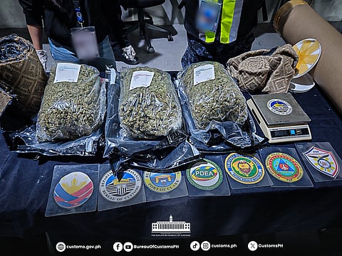 Some P6.16-million worth of high-grade marijuana or kush were confiscated by authorities inside a shipment declared as “polyester rug runner” from the United States.