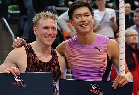 ERNEST John Obiena and Menno Vloon make history after emerging as co-champions in the International Jump-Meeting Cottbus in Germany.