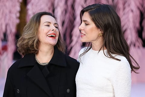 MONACO royal Charlotte Casiraghi right), granddaughter of Grace Kelly, reunites with her former mother-in-law Carole Bouquet (left) at the Chanel Haute Couture Show in Paris on 27 January 2026.