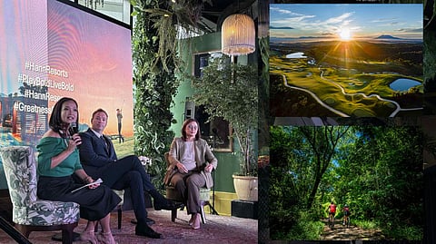 (From left-right) Event Moderator Marie Monozca, Hann Reserve General Manager Tim Neil and Hann Philippines Inc.’s Vice President for Real Estate and Property Development Agnes "Neki" Liwanag in the media briefing of Hann Reserve. 