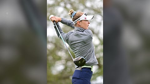 NELLY Korda overcomes blustery conditions to fire an eight-under par 64 and grab a three-stroke lead entering the final round of the season-opening LPGA Tournament of Champions.