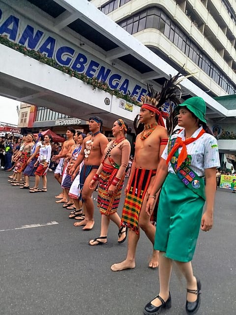 STUDENTS garbed in Cordillera attires wow the crowd during the opening parade of the Baguio Flower Festival or Panagbenga 2026 along Harrison Road in Baguio City.  