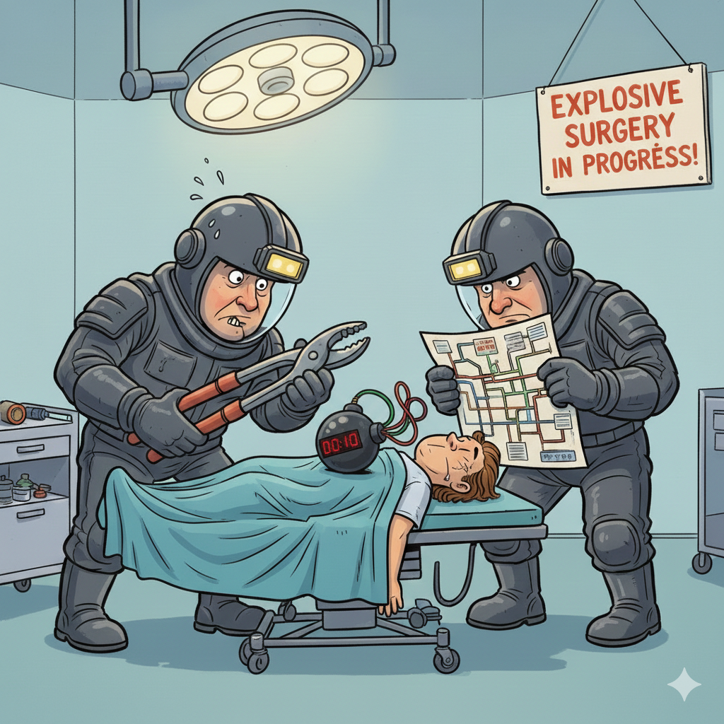 A BOMB disposal team was called because of the risk of an explosion. 