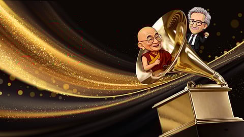 TIBETAN spiritual leader, the Dalai Lama (left), and American director Steven Spielberg share the Grammys limelight. 