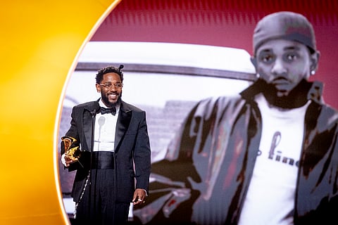 Kendrick Lamar speaks onstage during the 68th GRAMMY Awards at Crypto.com Arena on February 01, 2026 in Los Angeles, California.