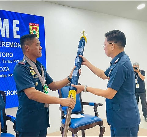 Police Col. Franklin P. Estoro turned over the helm to Police Col. Joel L. Mendoza as the new Provincial Director of the TPPO at the Patrol Hall of the Multi-Purpose Building, Camp General Francisco S. Macabulos in Tarlac City on February 2, 2026.