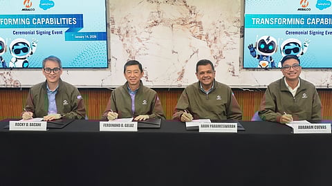 MERALCO recently renewed its enterprise license agreement with Salesforce (SELA 4.0) for a three-year term, building on a decade-long partnership to further enhance customer experience. Seen in the photo are (from left) Meralco SVP and chief information officer Rocky D. Bacani, Meralco SVP and chief revenue officer Ferdinand O. Geluz, Salesforce EVP and managing director–Sales & Distribution for South Asia region Arun Parameswaran, and Salesforce Regional VP and country manager for Philippines Abraham Cuevas.