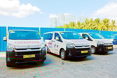PAGCOR donates patient transport vehicles to five LGUs and the Lung Center of the Philippines.