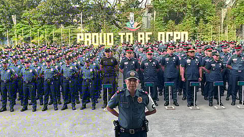 Police officers participating in the Daily PNP Personnel Accounting Report led by Police Brig. Gen. Randy Glenn Silvio on 5 February