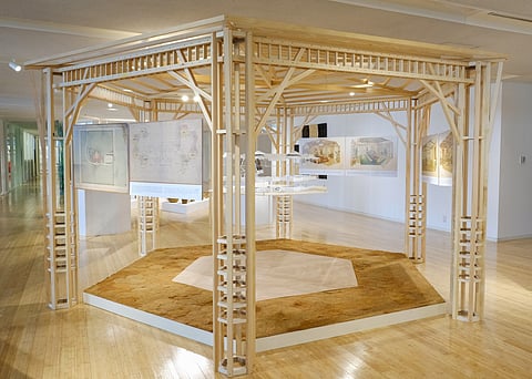 THE pavilion highlighting the Coconut Palace showcases a central maquette, surrounded by delicate watercolors of its interior.