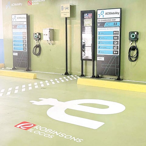 CHARGING bays at Robinsons Ilocos mark the rollout of ACMobility EV hubs in provincial malls, giving drivers a place to plug in during regular shopping trips.