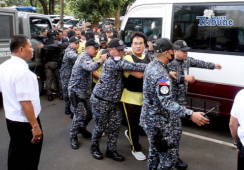 Bureau of Jail Management and Penology (BJMP) personnel heavily guarded former Senator Ramon “Bong” Revilla Jr., along with 15 co-accused, as they arrived at the Sandiganbayan in Quezon City last 9 February, to attend a hearing on their malversation and graft cases over an alleged anomalous flood control project in Pandi, Bulacan.