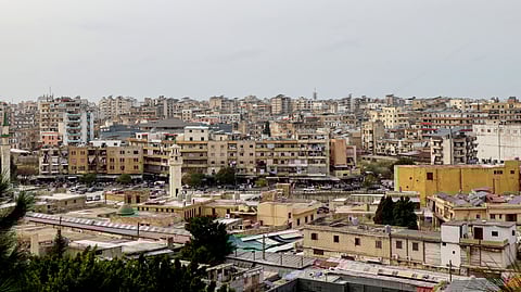 This picture shows a view of residential buildings in the northern Lebanese city of Tripoli on February 9, 2026. The death toll in a building collapse in the northern Lebanese city of Tripoli rose to 14 after search and rescue operations ended, the civil defence chief said on February 9.
