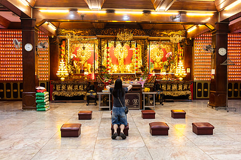 People visit Seng Guan temple ahead of Chinese New Year