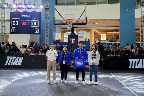 PHILIPPINE Sports Commission chairman Patrick ‘Pato’ Gregorio (second from right), SBP executive director Erika Dy (second from left), Gilas Pilipinas 3x3 program coordinator Ryan Gregorio (left), and tournament director Peachy Medina (right) paint a bright future for the country’s 3x3 program.