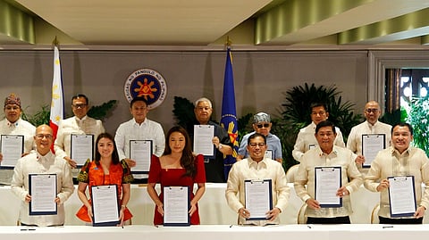 DEPARTMENT of Education Secretary Sonny Angara (top row, third from left) and provincial governors sealed a landmark pact that finally draws clear lines between the Department of Education and local government units in building schools, marking a coordinated offensive against the country’s classroom backlog.