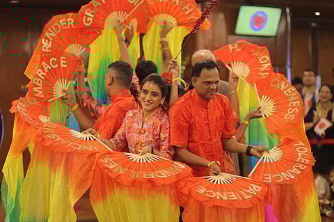 Performers lead hymns and devotional segments at the Nirankari South East Asian Samagam in Malaysia.