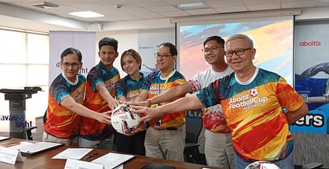 The Aboitiz Football Cup (AFC) launched its 25th season with a joint gesture from the different support groups led by DSRFA  President Ernie Ortonio Jr., Welfredo Dalumpines of the Impact Load Climate Action of the Aboitiz Foundation Inc., Organizer Liza Kriztel Dureza-Valencia of CR7 Foodtruck,  Tournament Director Arman Valencia of CR7 Foodtruck and Enric Zak Tia, President and CEO of Davao Light and Power Company during its launching, Friday 13 February. (Jon Develos/DSA)