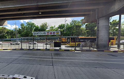 Santolan Station of the EDSA Busway where passengers board buses that travel along EDSA Avenue.