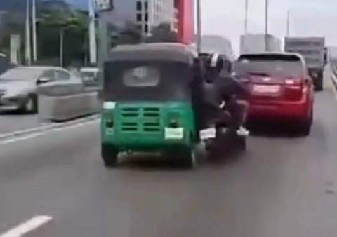 SCREEN grab from a three‑minute long video shows a tuktuk driver colliding with a motorcycle driver and his subsequent attempted escape in Pasay City last 7 February 2026.