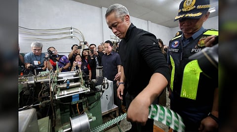 DEPARTMENT of the Interior and Local Government Secretary Jonvic Remulla (second from left), together with Philippine National Police Chief PGen. Jose Melencio Nartatez Jr. and Bureau of Customs Commissioner Ariel Nepomuceno (left), leads a joint operation at an alleged unregistered cigarette manufacturing warehouse in Barangay Panipuan, San Fernando, Pampanga.