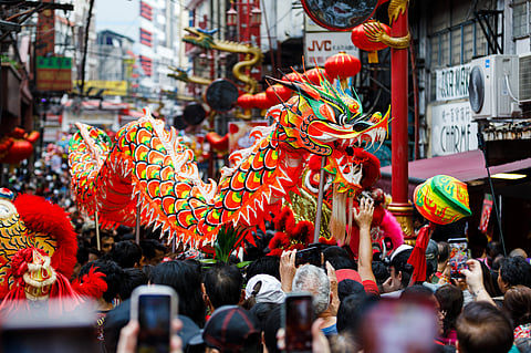 Scenes along Ongpin Street in Binondo, Manila as thousands of Filipinos celebrate Lunar New Year on Tuesday, 17 February 2026. 