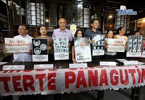 Families of victims of extrajudicial killings and human rights advocates are set to hold a press conference ahead of their delegation’s trip to The Hague, as Rodrigo Duterte faces his first hearing on the confirmation of charges before the International Criminal Court on 23 February 2026.

Photo by Analy Labor