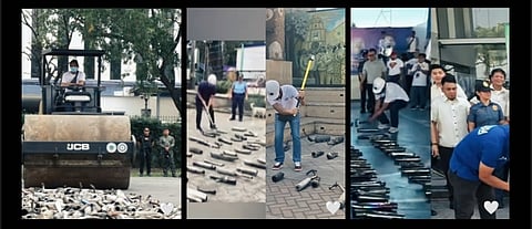 WITNESS the destruction of illegal mufflers via road roller and mallets, marking Bulacan PPO's strong anti-noise campaign. This collective effort was mirrored simultaneously in all cities and municipalities across the province.