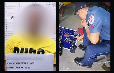 Bataan PNP's intensified campaign against loose firearms nets a violator (left) and a cache of weapons on  16 February 2026, under RA 10591.