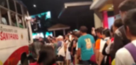 SCREEN grab from a video posted by a passenger at the terminal in Ayala Malls Cloverleaf in Quezon City on 17 February 2026, showing commuters standing while waiting for a bus to San Jose del Monte, Bulacan.