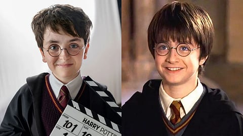 Dominic McLaughlin and Daniel Radcliffe as Harry Potter. 
