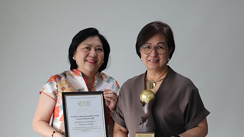 GLOBAL SUSTAINABILITY WIN
All smiles in #Dubai as SM Hotels and Conventions Corporation celebrates winning the “2025 World’s Leading Sustainable Circular Economy” award at the World Sustainable Travel & Hospitality Awards for its ‘Plate for the Planet’ program. Shown are SMHCC Vice President for Quality and Sustainability Leah S. Magallanes (left) and #SMHCC Executive Vice President Peggy E. Angeles, proudly receiving the international recognition for the company’s circular and eco-friendly dining initiatives.
