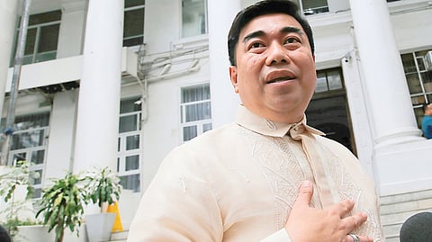 NATIONAL Bureau of Investigation Director Melvin Matibag speaks with members of the media during his courtesy call at the Department of Justice on Monday, following his recent appointment to the bureau.
