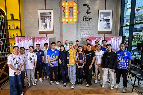 SPIKERS’ Turf president Alyssa Valdez and tournament director Mozzy Ravena expect an all-out war when the 2026 Open Conference start rolling on Wednesday. Also shown are coaches and captains of all six competing teams.  