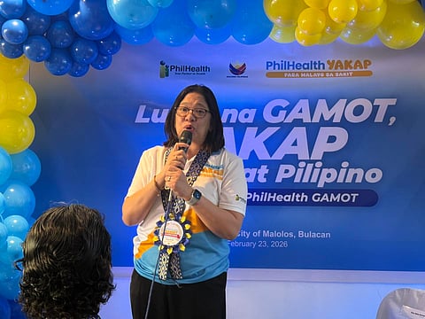 PhilHealth Region 3 Acting Vice President Atty. Ma. Emily P. Roque  during the soft launch of the Guaranteed and Accessible Medications for Outpatient Treatment (GAMOT) Program at the Telecure Pharmacy at Barangay San Vicente in Malolos City, Bulacan on 23 February.